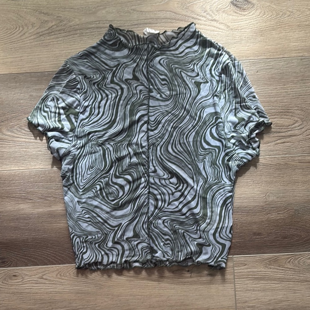 Cotton On Mesh Swirl Print Top